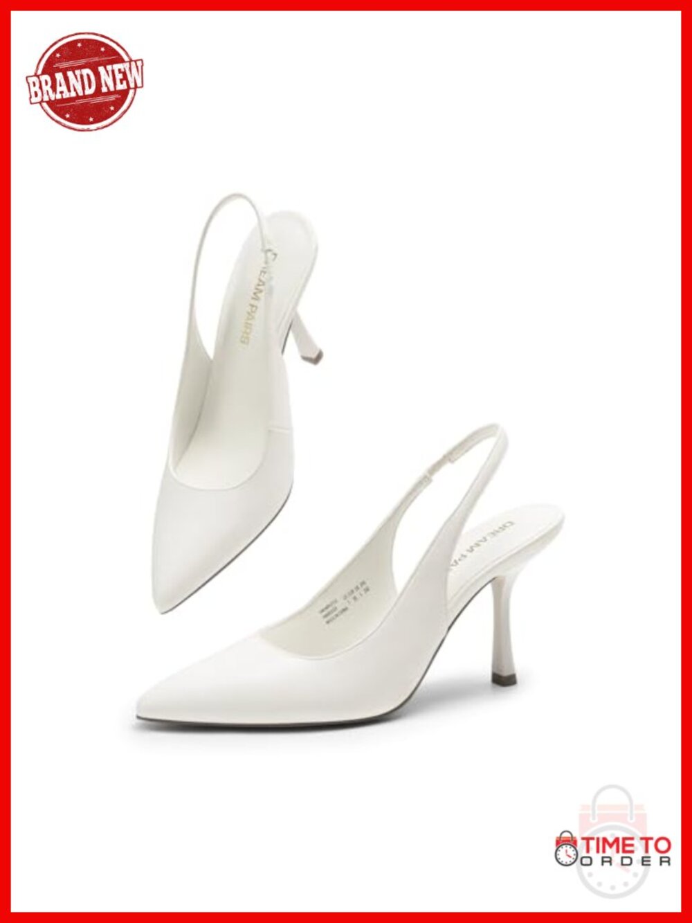 Women's Slingback High Heels Pointed Toe Faux Leather Pumps
